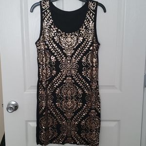Sequin Bodycon Dress in Black & Gold
